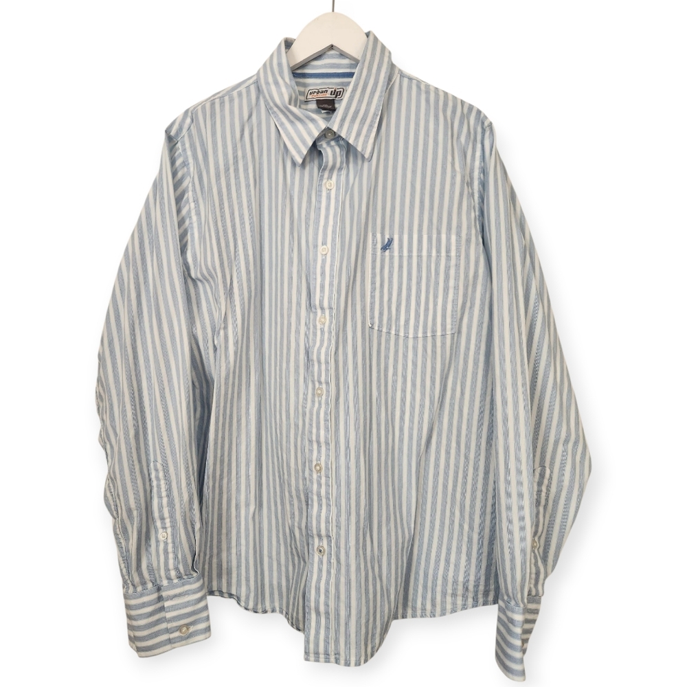 Urban Pipeline Blue & White Pin Striped Long Sleeve Dress/Casual Shirt Size XXL